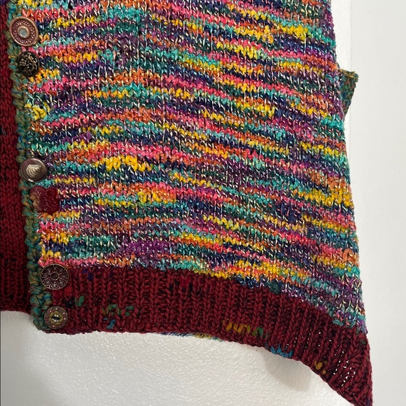 Hand Crafted Multicolor Knit Women's Cardigan Vest - Picture 5 of 12